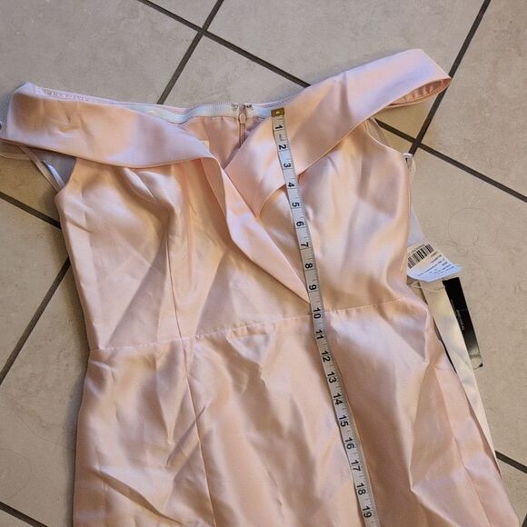 NWT Alfred Sung Off-Shoulder Blush Pink Dress Satin Twill Size 10 - Picture 9 of 14